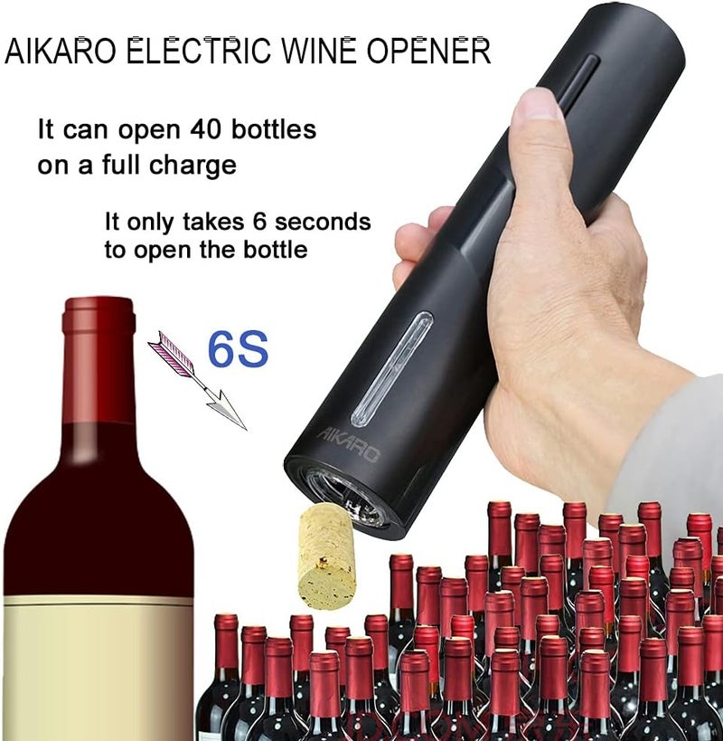 AIKARO - Electric Wine Bottle Opener Automatic Electronic Corkscrew, Rechargeable (Set) - Image 2